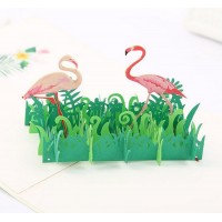 Handmade 3d Pop Up Birthday Card Wedding Anniversary Valentines Mother's Day Engagement Holiday Country Garden Wild Life Flamingo Invitation